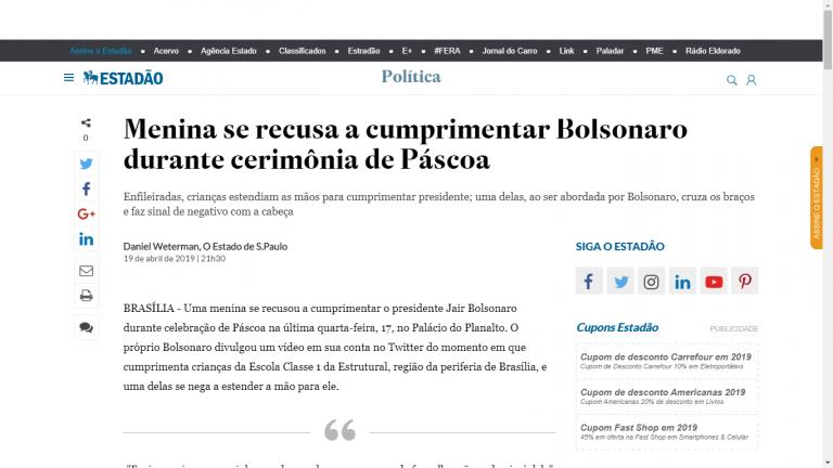 Confira a íntegra da fakenews contra Bolsonaro que o Estadão retirou do ar 2