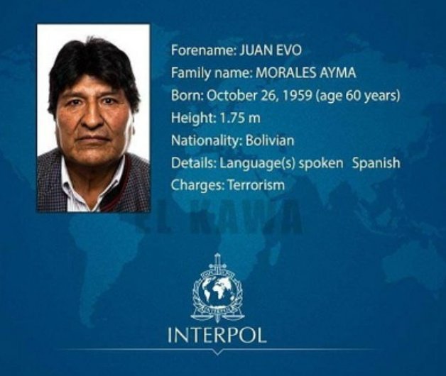 Ex-presidente da Bolívia, Evo Morales, na lista da Interpol como terrorista 21