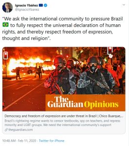 Embaixador da UE no Brasil pede pressão da comunidade internacional por "Brasil [Governo Bolsonaro] desrespeitar direitos humanos, liberdade de expressão, pensamento e religião” 1