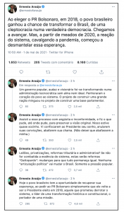 Araújo reforça apoio a Bolsonaro, mas afirma que governo perdeu "alma e ideal" 1