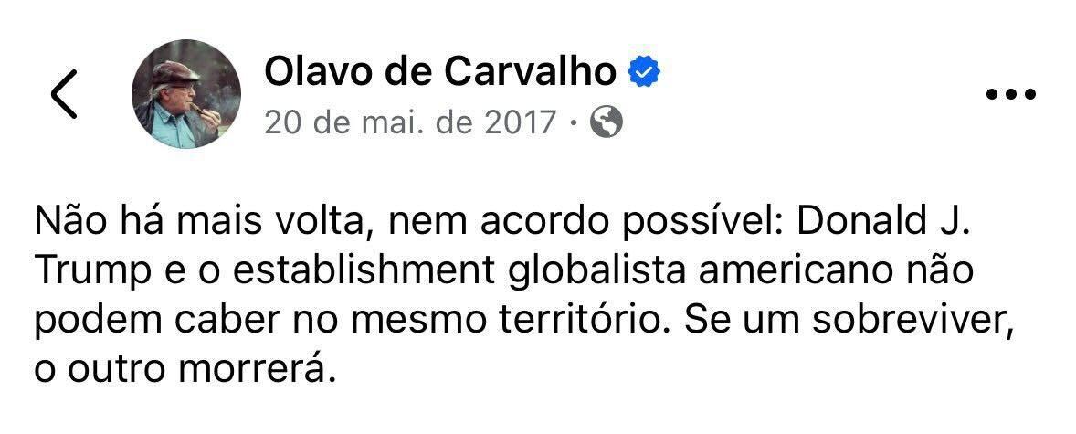 Olavo de Carvalho ‘previu’ atentado contra Donald Trump nos Estados Unidos 2