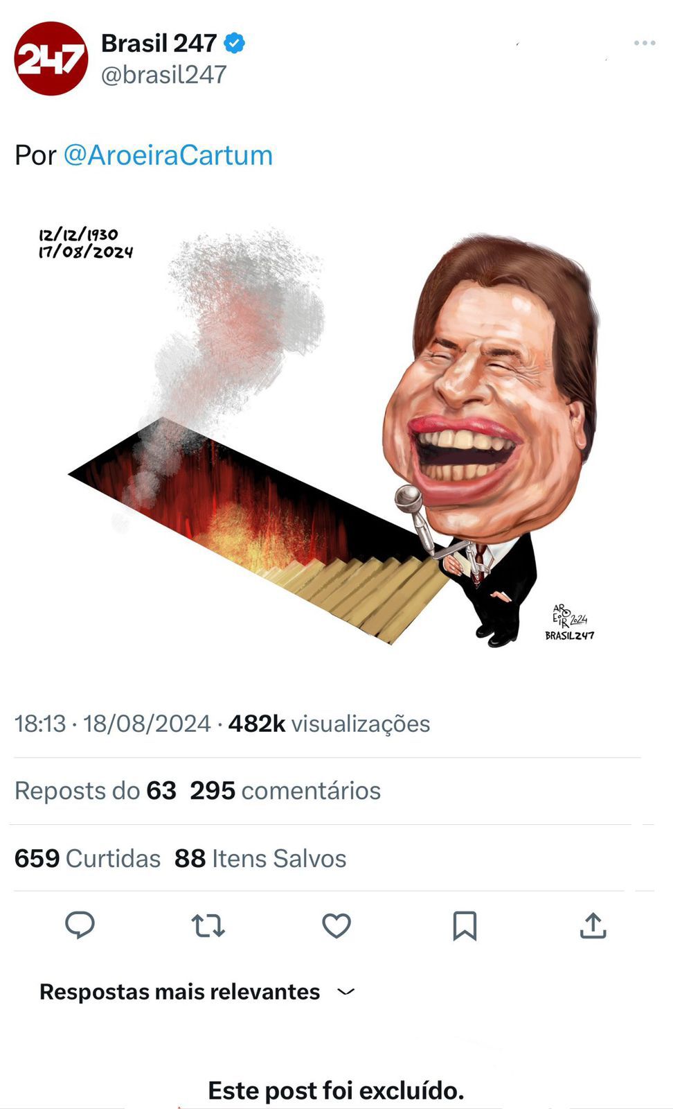 Sites e influenciadores de esquerda escarnecem da morte de Silvio Santos: ‘Passagem direta para o inferno’ 3