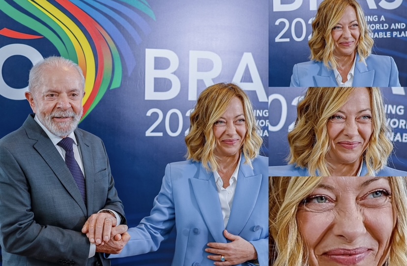 Expressão de Meloni ao lado de Lula em foto oficial do G20 vira meme: ‘Ela pede socorro’ 2